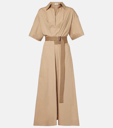 【関税&送料込】Brunello Cucinelli Sleveless Shirt Dress In Brunello Cucinelli Sleeveless Belted Cotton Mini Dress