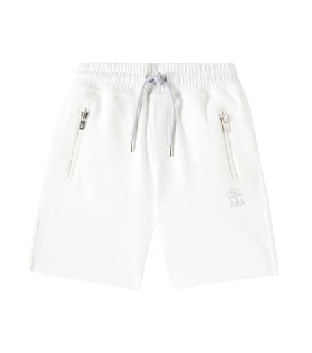 Cotton-blend jersey sweatshorts in white - Brunello