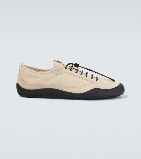 Speedrock Re-Nylon and suede sneakers in beige - Prada | Mytheresa