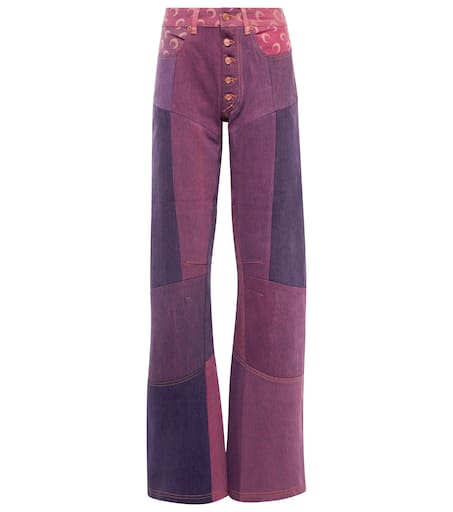 Paneled high-rise wide-leg jeans in purple - Marine Serre