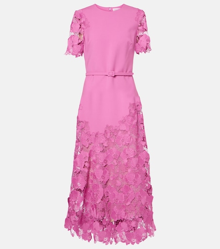 Oscar de la Renta, Orchid guipure wool-blend midi dress, Women, Pink, XXS, Dresses, Materialmix Oscar de la Renta, Orchid guipure wool-blend midi dress, Women, Pink, XXS, Dresses, Materialmix