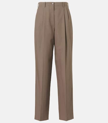 パンツ [The Row] Bryce Pant in Wool Bryce Pant Brown in Wool and Silk – The Row