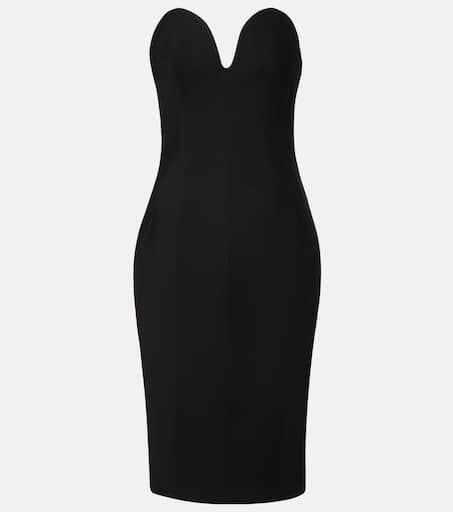 Strapless wool midi dress in black - Bottega Veneta | Mytheresa