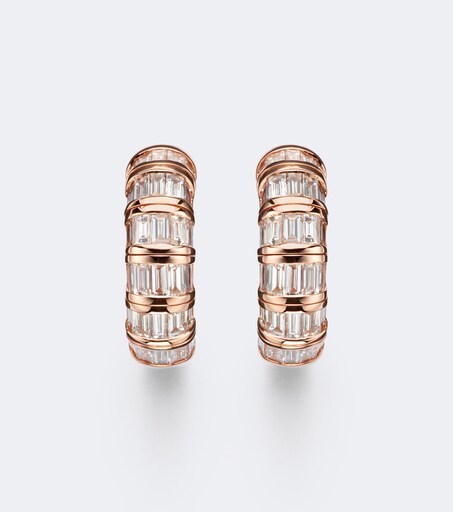 18kt rose gold huggie earrings with diamonds