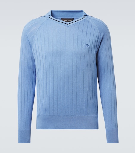 トップス Wales Bonner Roots polo shirt sweater M Roots polo sweater in blue - Wales Bonner | Mytheresa