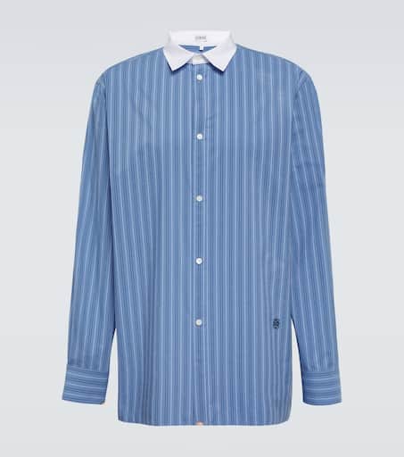Striped cotton poplin shirt in blue - Loewe | Mytheresa