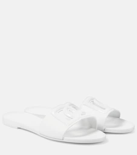 サンダル・ミュール GCDS White Rubber Gcds Slippers Gcds Faux Fur Slippers White | GCDS Official Website