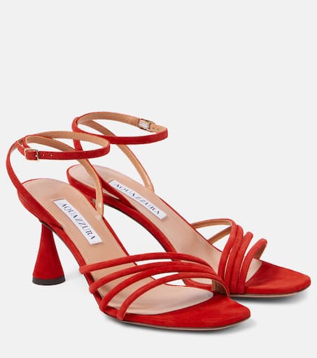 Latour 75 suede sandals in red - Aquazzura | Mytheresa