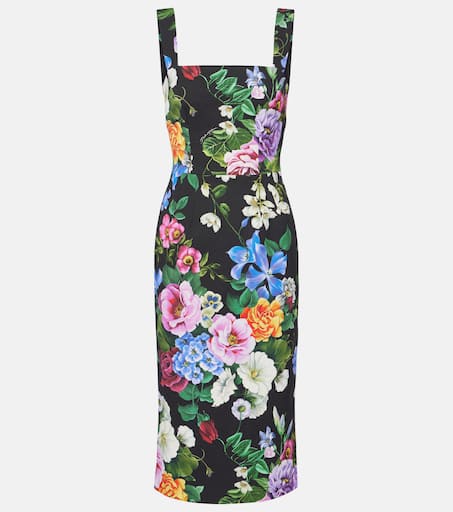 Floral cotton-blend midi dress in multicoloured - Dolce