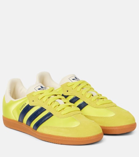 関税送料込♪adidas/Samba OG W Yellow Samba OG suede-trimmed satin sneakers in yellow - Adidas