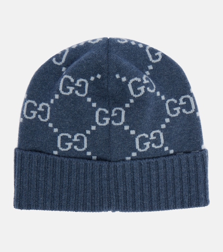 GG jacquard cashmere beanie in blue - Gucci | Mytheresa