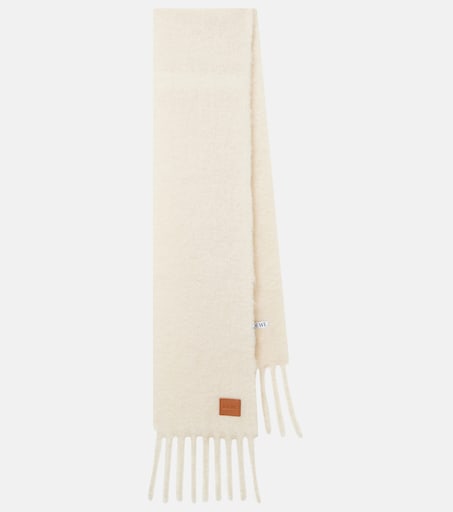 小物 LOEWE 23K 18S SCARF WHITE Fringed mohair and wool-blend scarf in white - Loewe | Mytheresa