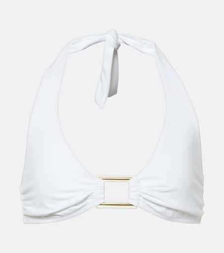 Paris ring-detail halterneck bikini top in white - Melissa