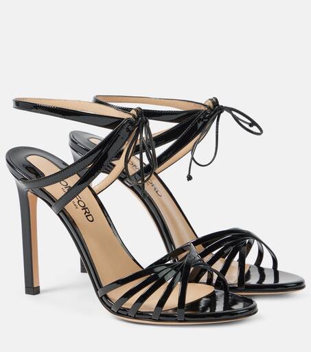Angelica 105 patent leather sandals in black - Tom Ford