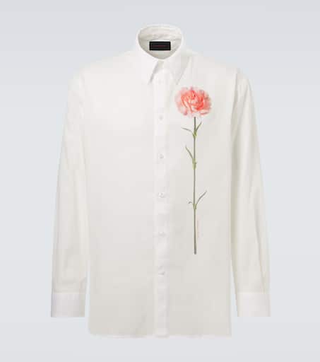Carnation printed dress shirt in white - Simone Rocha