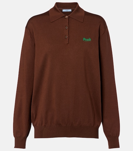 Silk-blend polo sweater in brown - Prada | Mytheresa