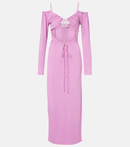 strapless open back dress Julia Purple Aubergine Earrings  ACUS