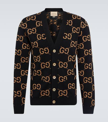 コート GUCCI BLACK COAT IN SILK AND JACQUARD WOOL GG Reversible GG wool coat in black and grey | GUCCI® US
