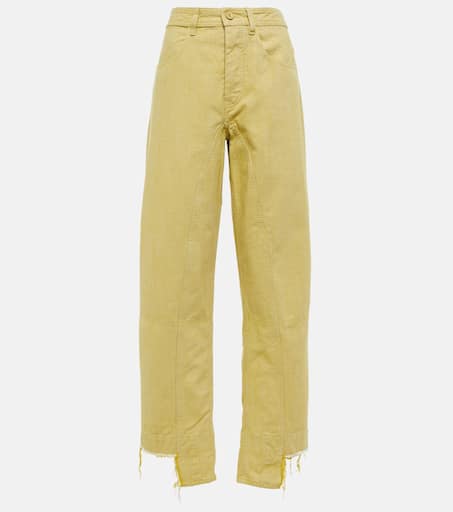 パンツ Jil Sander Pastel yellow gabardine wide-leg pant High-rise wide-leg denim jeans in yellow - Jil Sander