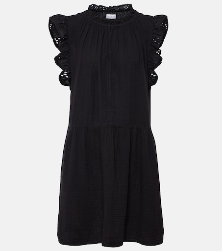 Grace lace-trimmed cotton minidress in black - Velvet | Mytheresa