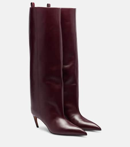 ロングブーツ THE ATTICO Printed Leather Lea Boots Lea 90 leather knee-high boots in burgundy - The Attico
