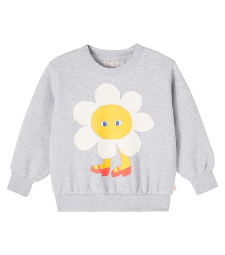 Flower printed cotton jersey sweatshirt in grey