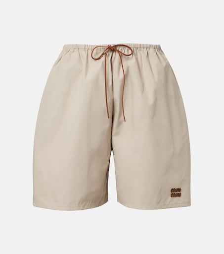 パンツ MIU MIU / Beige Cotton Shorts Cotton-blend Bermuda shorts in beige - Miu Miu | Mytheresa