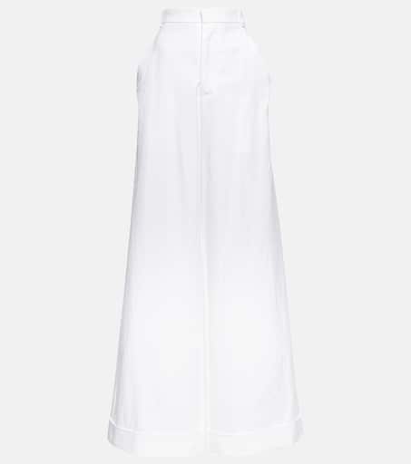 【Ann Demeulemeester】 Dorotheeワイドレッグコットンキャンバ Dorothee wide-leg cotton canvas pants in white - Ann