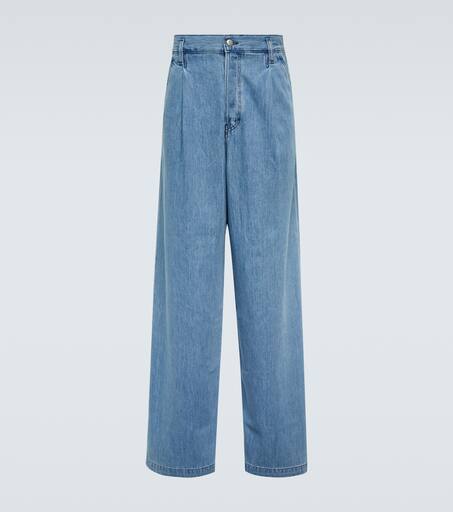 Pleated high-rise wide-leg jeans in blue - Dries Van Noten