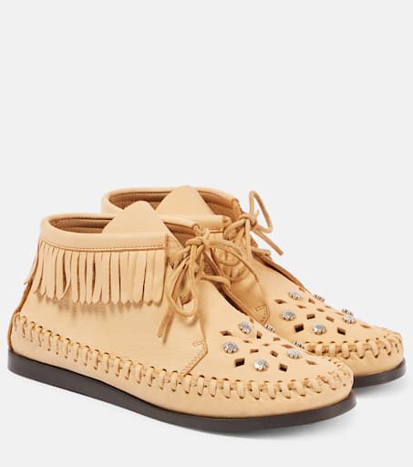 ショートブーツ・ブーティ Isabel Marant Beige Leather Felsa Lace-Up Shoes Felsa leather moccasins in beige - Isabel Marant | Mytheresa