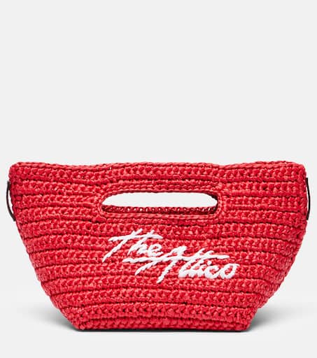 【THE ATTICO】 Via Dei Giardini 15 raffia-effect tote bag Via Dei Giardini 15 raffia-effect tote bag in red - The