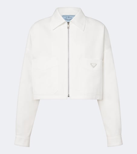 Cropped denim jacket in white - Prada | Mytheresa