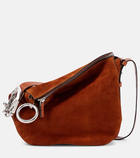 Knight Small suede shoulder bag in red - Burberry | Mytheresa