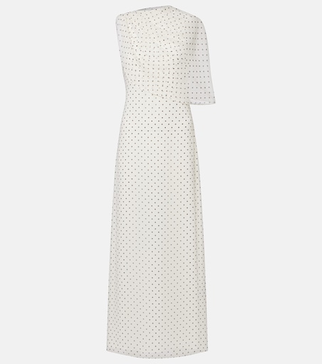 Adela polka-dot chiffon gown in white - Rotate | Mytheresa