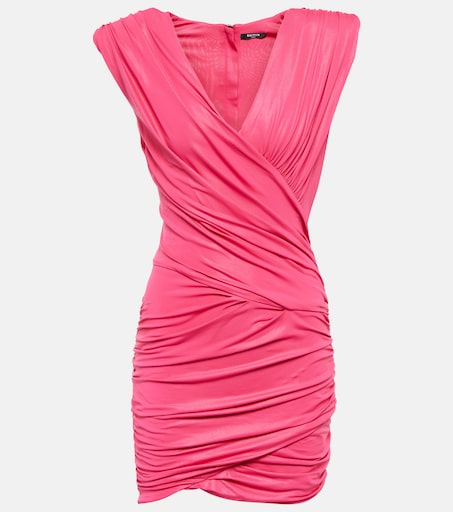 candy pink square-neck knitted mini dress from balmain Balmain, Ruched minidress, Women, Pink, XL, Dresses, Materialmix Pink denim