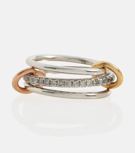 Stacked Sterling Silver Ring With Diamonds in Gold - Spinelli Kilcollin