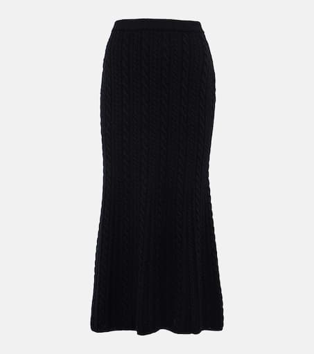 スカート Alessandra Rich Ribbed Stretch Wool And Cashmere Midi Skirt Alessandra Rich Ribbed Stretch Wool And Cashmere Midi Skirt