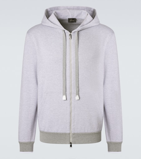 Brioni Cotton-blend zip-up hoodie