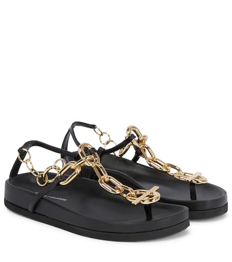 XL Link leather thong sandals in black - Rabanne | Mytheresa