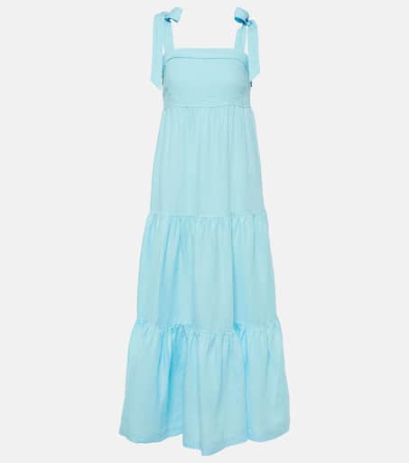 【Heidi 】 Nungwiビーチ tieredリネン maxiドレス Nungwi Beach Tie-Shoulder Maxi Dress – Heidi Klein
