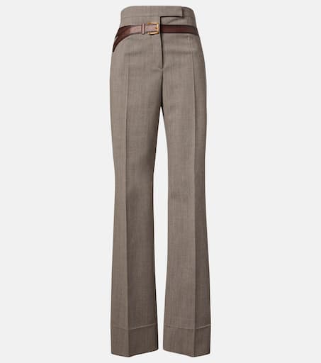 Trompe l'œil straight pants in grey - Prada | Mytheresa