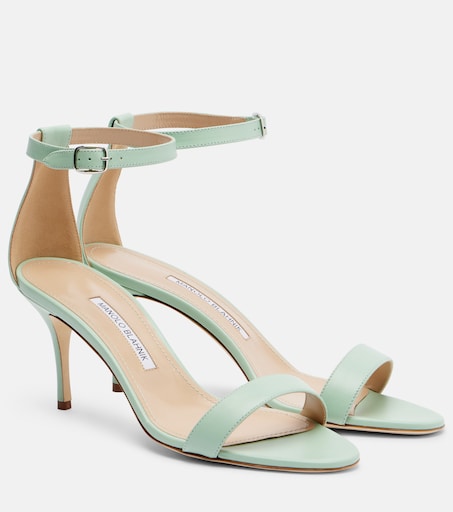 Chaos leather sandals in blue - Manolo Blahnik | Mytheresa