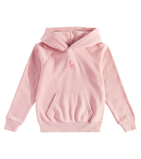 Logo cotton-blend jersey hoodie in pink - Polo Ralph Lauren Kids