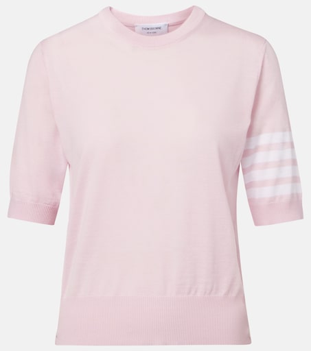 THOM BROWNE ピンク クルーネック セーター 4-Bar wool sweater in pink - Thom Browne | Mytheresa