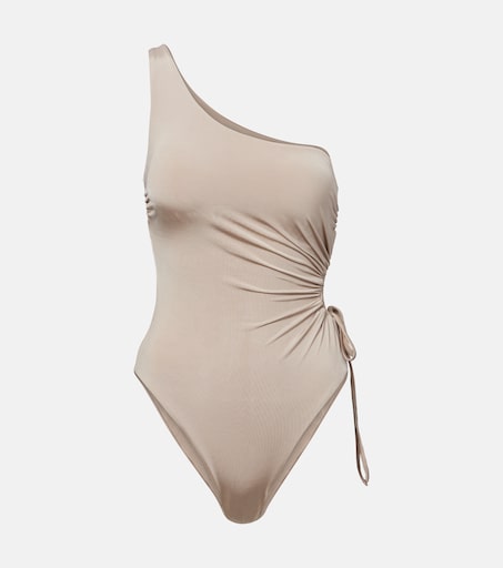 Canarie ruched one-shoulder swimsuit in beige - Max Mara | Mytheresa
