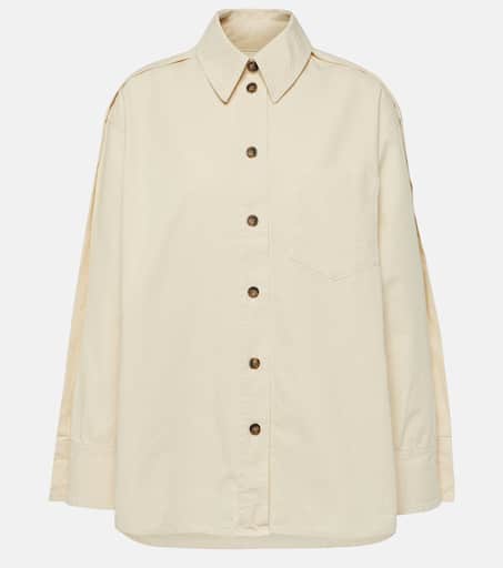 Oversized cotton shirt in beige - Victoria Beckham | Mytheresa