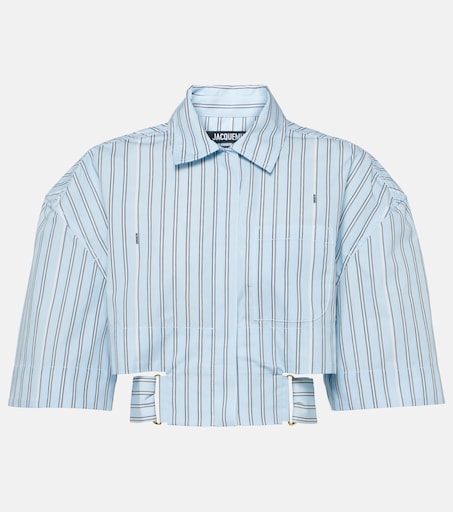 La Chemise Courte Bari striped cotton shirt in blue - Jacquemus 