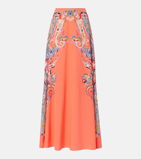 スカート ETRO Women Skirts WRFA013099SP4E6 X0850 ORANGE Etro Paisley Denim Midi-Skirt | Saks Fifth Avenue