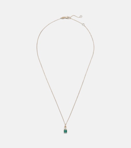 Luxe 14kt gold necklace with emerald and diamond