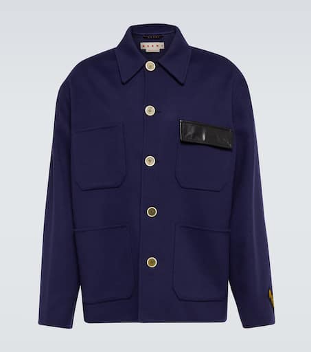 ボトムスその他 Marni Dark Blue Wool Fresh Fabric Baby Jacket With Deep blue tropical wool Baby jacket with Marni Mending | Marni